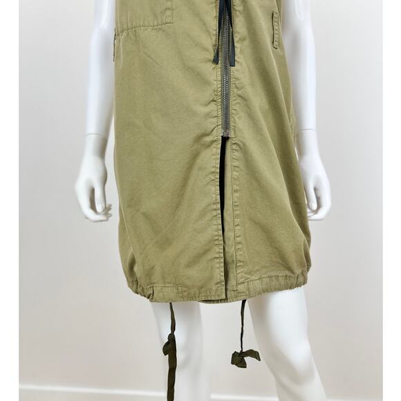 Diesel Dress Beaded Collar Grunge Punk Khaki Utility Glam Rock Zip Y2K Small - Picture 8 of 16